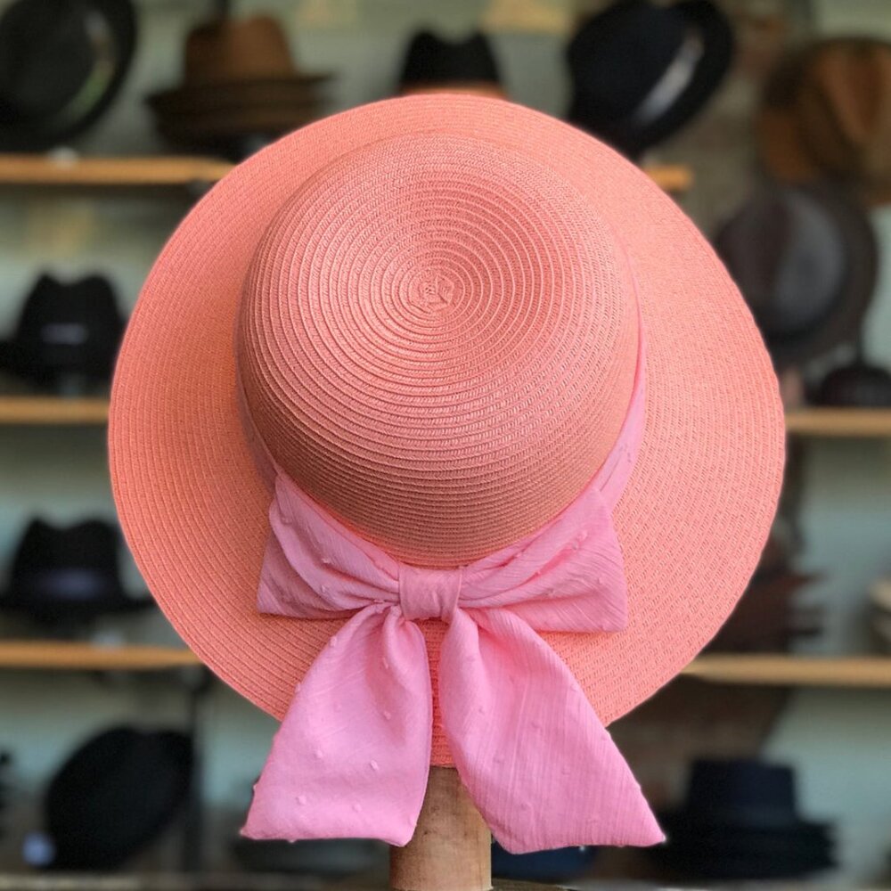 Giovannio Posey Peach Sun Hat with Large Decorative Bow 100% Paper